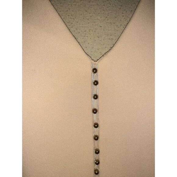 CALVIN KLEIN Size 14 Sheath Dress Pink Gold Beads Sleeveless Stretch Knit - Picture 2 of 6